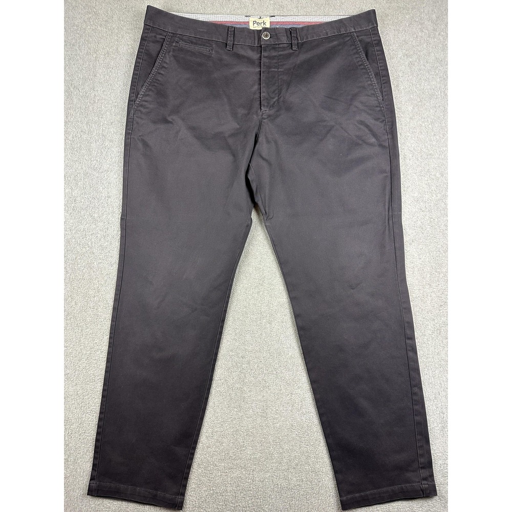 Perk Pants Mens 40x30 Black Slim Fit Chino Tapered Leg Stretch Casual Business
